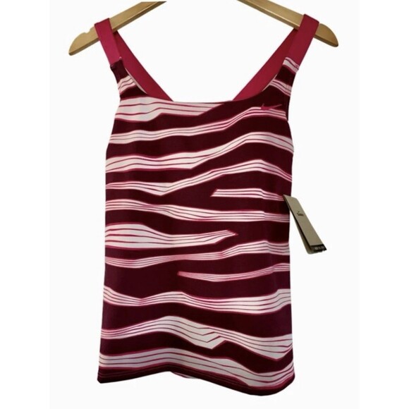 Nike Purple Pink Striped Razor Back Tankini Swim Top Women’s Size Medium New - Picture 1 of 6